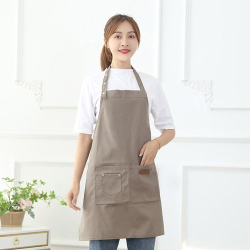 帆布围裙纯棉防水外贸跨境围裙餐饮工作围裙时尚纯色挂脖