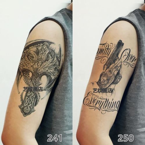 贴男人手a臂防水特久【纹身贴|男士|手臂|防水】半花臂纹身贴