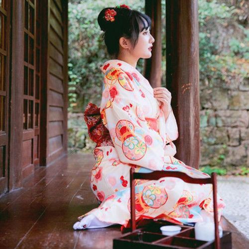 日式和服女正装中国风正装传统女装拍照浴衣日本神明少女vintage 花色