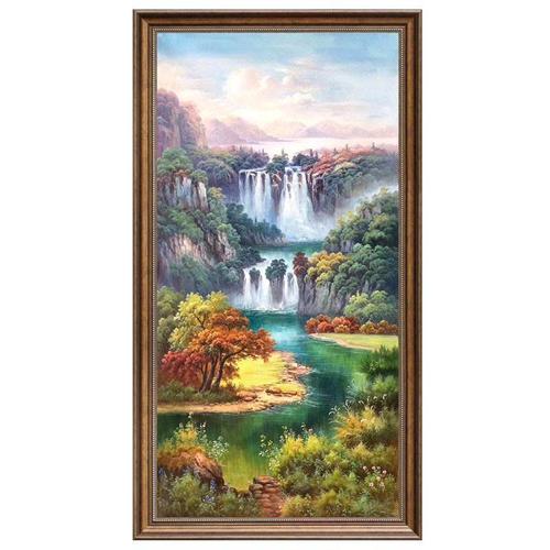 入户玄关装饰画纯手绘油画大气风景山水画欧美式现代