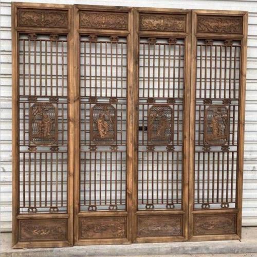东阳木雕新中式门窗仿古木门实木镂空花格雕刻大门隔断屏风背景墙