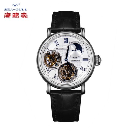 seagull海鸥手表 手动双陀飞轮日历商务男表 st8083gb传承系列