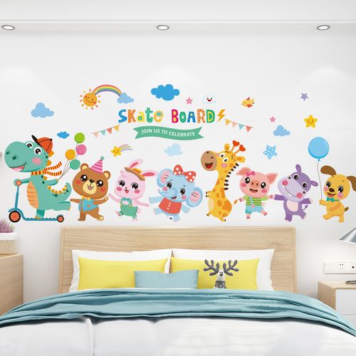 卡通动物贴纸儿童房间墙面装饰墙画幼儿园布置3d立体墙贴画大图案