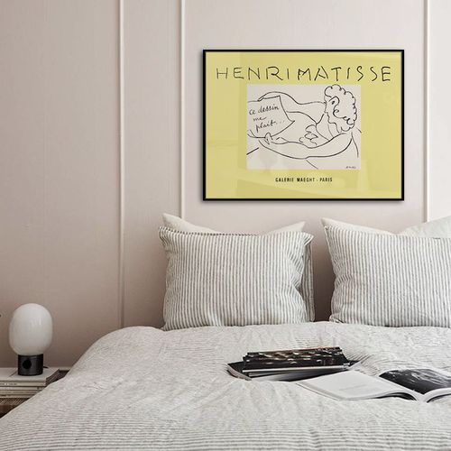 matisse 马蒂斯艺术家装饰画客厅黑白人像线条画卧室床头极简挂画