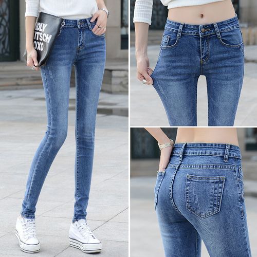 哲卜 高腰牛仔裤女裤春秋季2021年新款女士修身显瘦紧身小脚长裤子