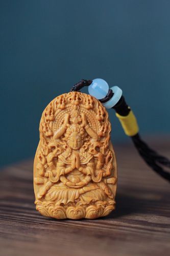 印度檀香千手观音挂牌车挂饰品摆件工艺品把件红木木雕工艺品吊坠