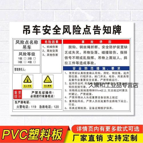定制适用吊车安全点告知牌卡危险源措施工厂生产车间标语标识牌标志