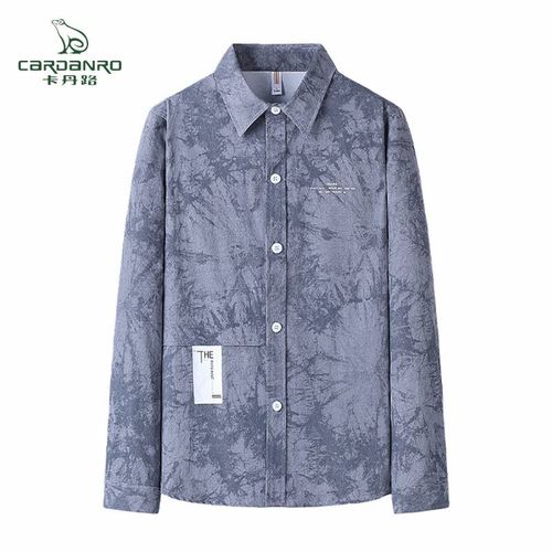 cardanro卡丹路男士春秋季商务衬衫方领休闲衬衣宽松潮流男装上衣