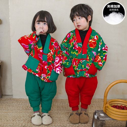 过年穿的衣服年味服装儿童拜年服东北花棉袄男女孩洋气女宝宝棉服