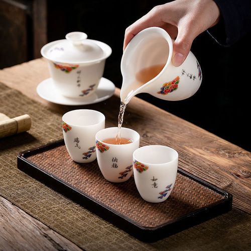 祥云献瑞德化白瓷公道杯家用分茶杯陶瓷匀杯功夫茶具茶海分茶器