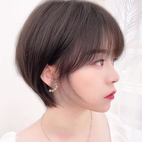 假发女短发全头套女真人发丝自然时尚波波头圆脸俏皮韩式短发发型