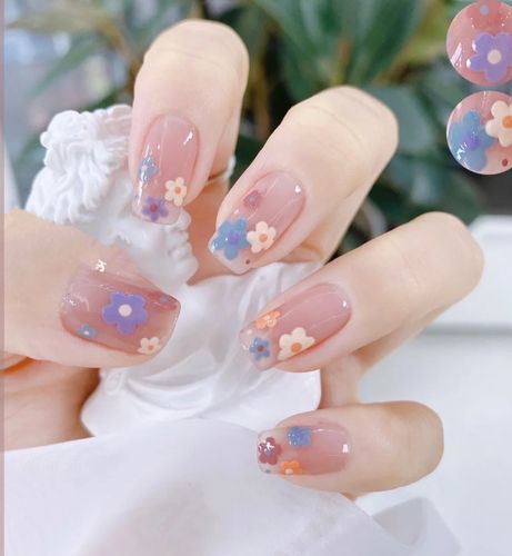 手工定制春夏美甲花朵手绘ins可爱手绘穿戴甲片光疗成品美甲贴