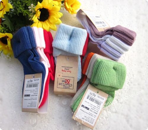 3对装外贸原单品牌儿童袜子初生宝宝纯棉袜高档优质小童袜婴儿袜