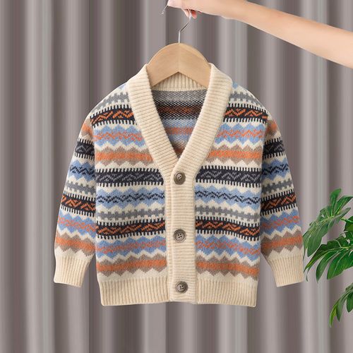 男童毛衣开衫2022年秋季新款洋气宝宝中小童秋装外套条纹针织衫潮