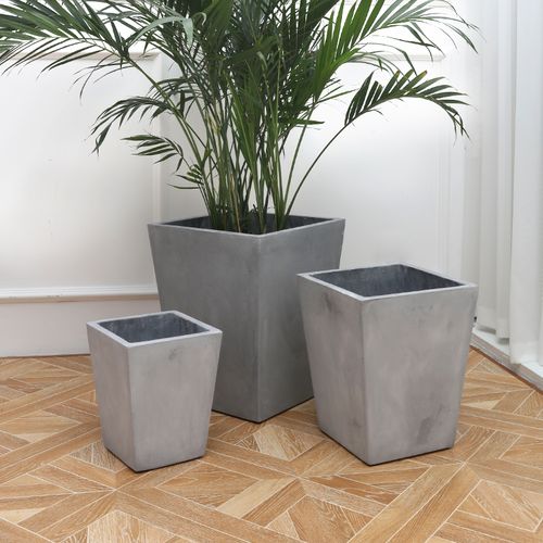 北欧水泥花盆梯型现代简约方形落地室外大号户外绿植镁泥花卉盆栽