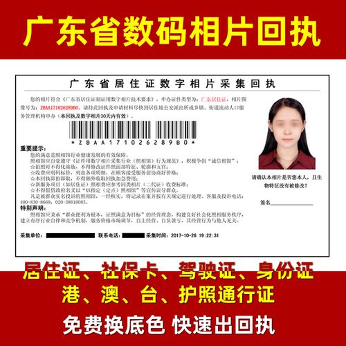 广东东莞社保居住证驾驶证台湾港澳通行证护照身份证数码相片回执