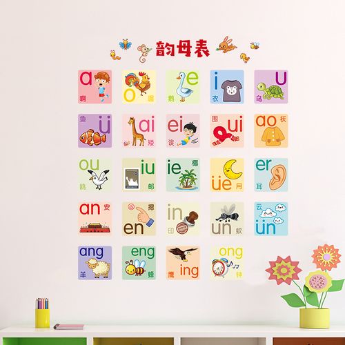 儿童房间装饰幼儿园墙面布置声母韵母表墙贴纸拼音拼音字母表贴画