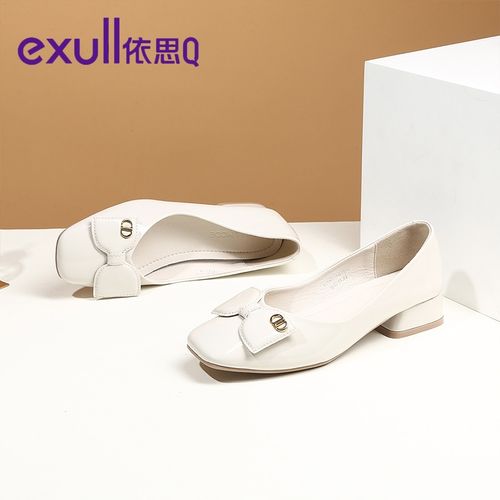 exull/依思q简约甜美蝴蝶结扣饰舒适通勤低跟单鞋11150019