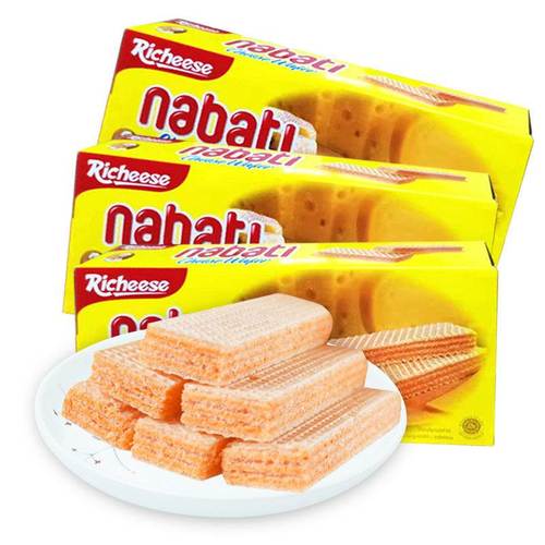 进口丽芝士威化饼干纳宝帝奶酪味夹心饼威化饼整箱芝士零食