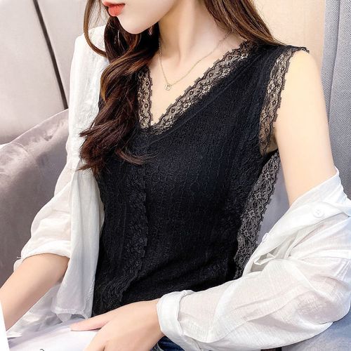 吊带背心女外穿学生韩版外穿无袖t恤女夏上衣蕾丝背心加大码女装