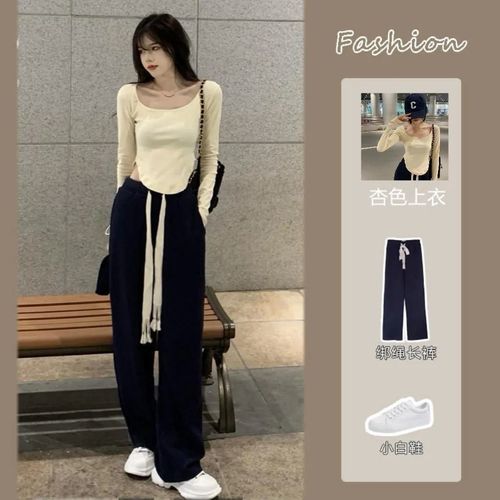 单/套装女初秋季2021新款韩版学生温柔系穿搭潮流宽松裤子两件套