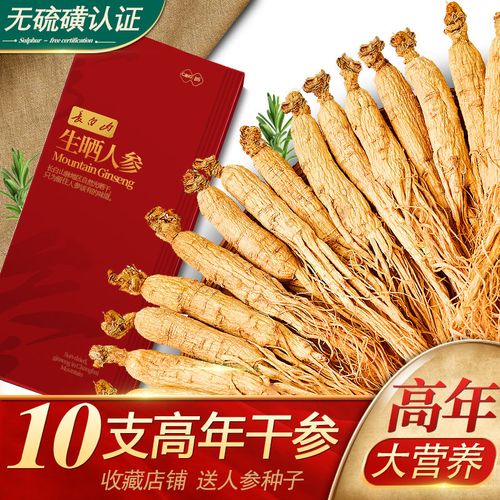 【6年干参10支礼盒装】干人参野山参高年长白山人参生晒参林下参