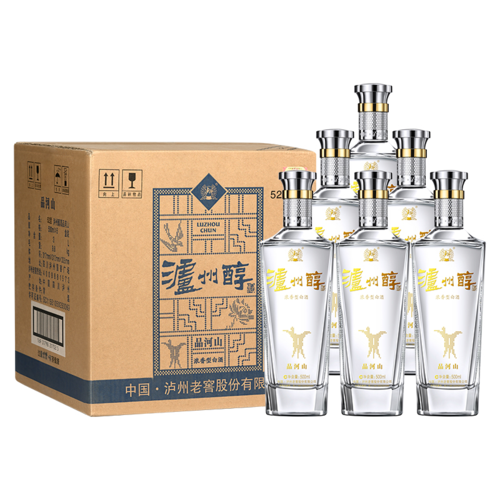 泸州醇酒品河山52度白酒500ml*6瓶整箱 送礼办宴席
