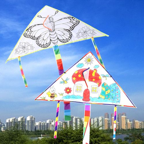 风筝儿童手工填色diy材料包幼儿园微风易飞彩色图案手绘空白涂鸦