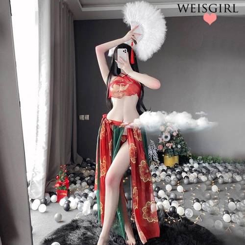 cosplay妲己汉服超仙古装舞蹈服情绪内衣性感透明睡衣套装旗袍装