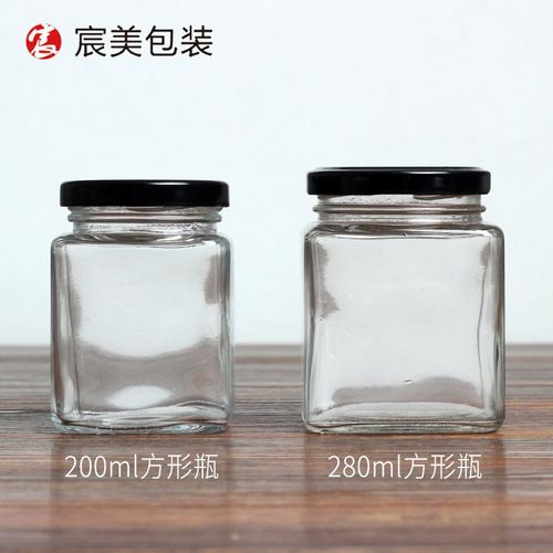 蜂蜜方形玻璃瓶茶叶罐密封瓶酱菜蜂蜜罐头果酱燕窝瓶子带盖