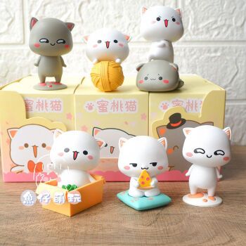 桃子猫盲盒全套让爱先行2女孩玩具一套可爱女生礼物桌面摆件 一代蜜桃
