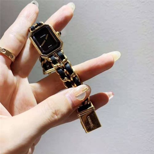 【二手95新】香奈儿/chanepremiere系列石英女表方糖黑金女士腕表  l