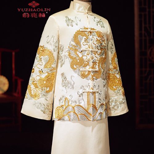 俞兆林2021春夏新款男装旗袍和服新郎结婚秀禾服中式礼服男士龙凤褂