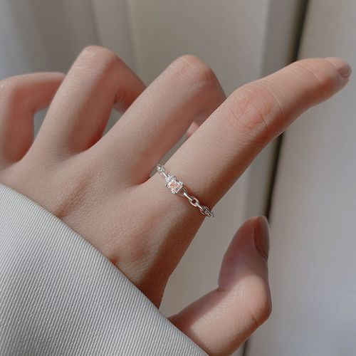 925纯银链条戒指夏季2021新款潮仿钻石关节戒活口可调节指环手饰