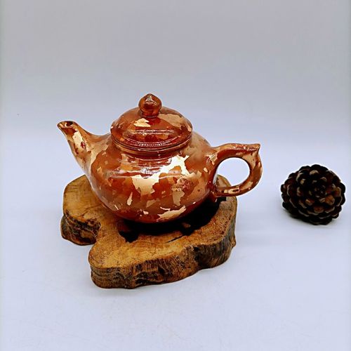 包邮云南斑铜工艺品生斑小茶壶斑铜摆件生斑铜圆茶壶