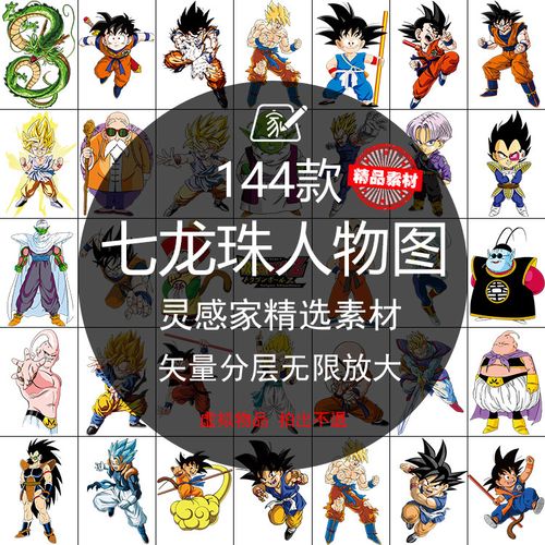 高清七龙珠人物矢量图赠png免抠t恤印花鼠标垫手机壳贴纸设计素材