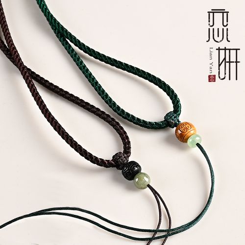挂坠绳子编织翡翠蜜蜡玛瑙金玉佩吊坠挂绳男女调节和田玉项链绳