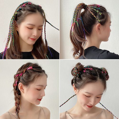 脏辫头绳夏天头饰绑头发女彩色儿童发饰绑带夏季七彩