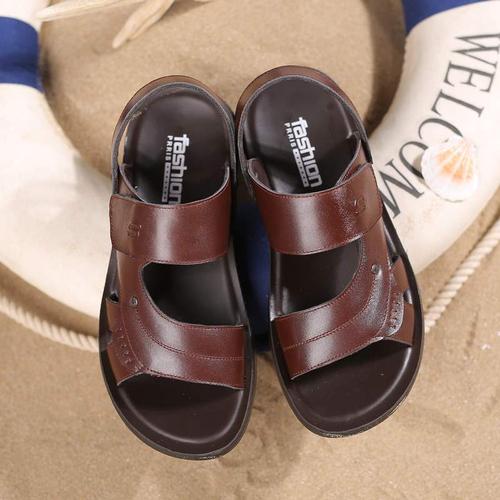 正品夏季男士特大码真皮凉鞋男中年45夏天中老年46凉