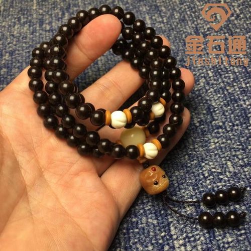 金石通 原创设计天然椰蒂佛珠108颗手链民族风手串男女7毫米阿呆牛骨