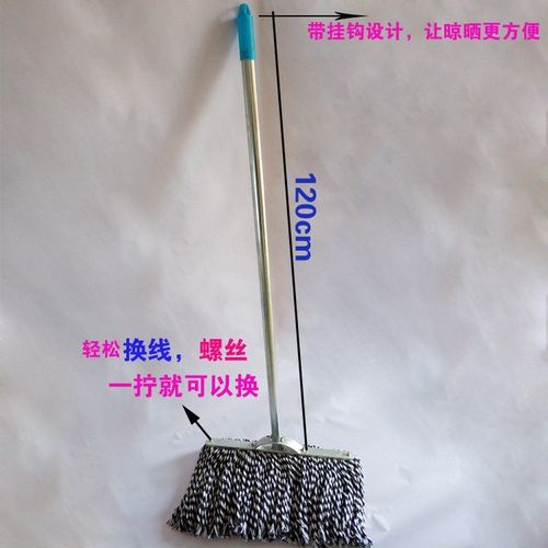 车间绒线一字拖把拖把平板吸水家庭棉布大堂清洁木杆传统工厂杆.