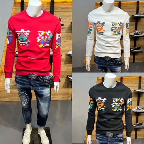 陈火火男装春季拼恭喜发财卫衣