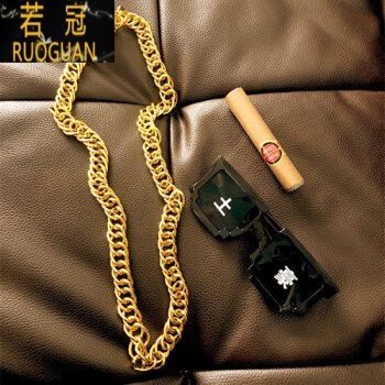 若冠(rg)网红嘻哈仿真大金链子道具塑料假土豪金项链男粗三件套配饰女