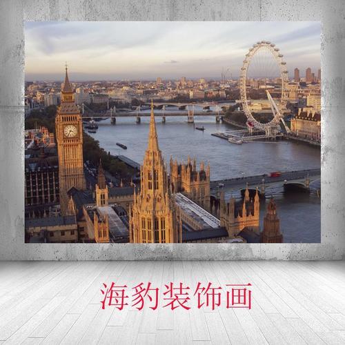 伦敦塔桥英国大苯钟海报旅游摄影图片现代装饰风景墙贴画城市建筑