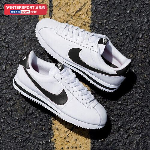 nike耐克女鞋classic cortez leather阿甘黑白运动鞋板鞋休闲鞋