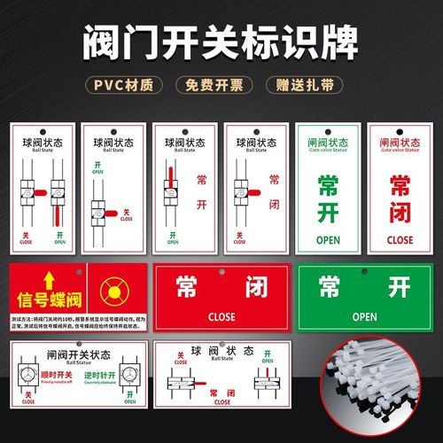 物业车库消防喷淋管道阀门开关标志牌球阀状态常开常闭pvc标识闸