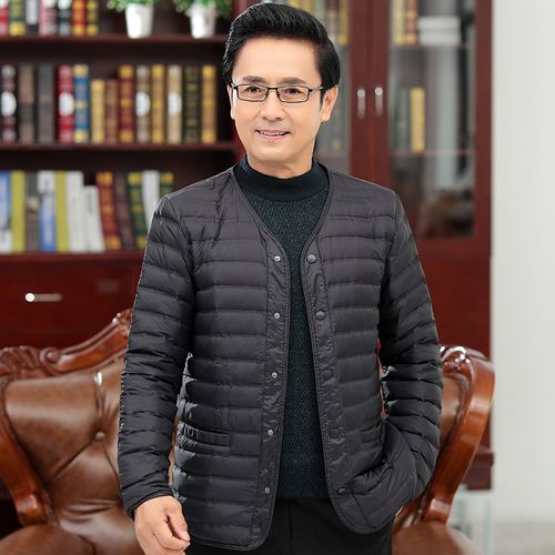 爸爸羽绒服冬季内胆男薄款内穿中老年轻薄羽绒父亲保暖防寒中年男士