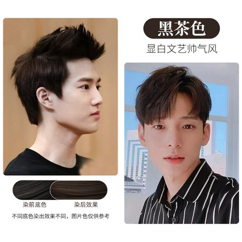 男士专用蓝黑茶色染发剂膏纯遮白植物2021流行色自己在家非泡泡染发