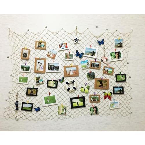 地中海装饰渔网麻绳复古酒吧装潢墙饰小清新背景墙照片墙