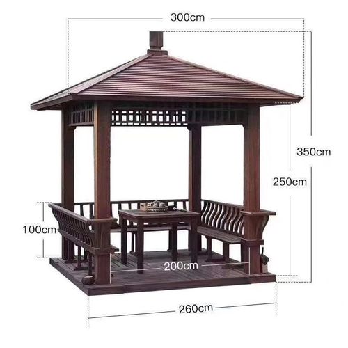 实木防腐碳化中式四角六角凉亭休闲庭院亭子户外别墅仿古花园亭子